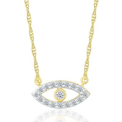 Diamond Evil Eye Necklace in 10K Yellow Gold (1/10 ct. tw.)