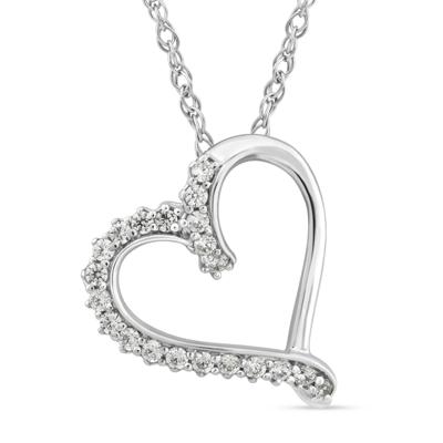 Lab Grown Diamond Heart Pendant in Sterling Silver (1/8 ct. tw.)