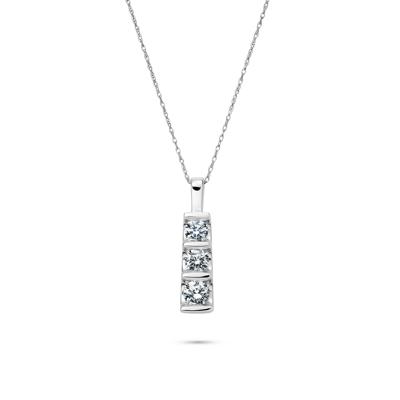 Lab Grown Diamond Three-Stone Pendant in 14K White Gold (1 ct. tw.)