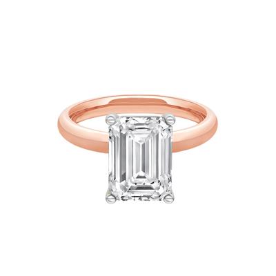 Lab Grown Diamond Emerald-Cut Solitaire Engagement Ring in 14K Rose & White Gold (4 ct.)