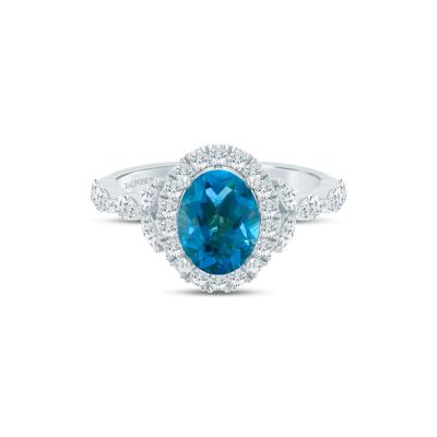 Saylor London Blue Topaz and Diamond Engagement Ring in 14K White Gold (3/4 ct. tw.)