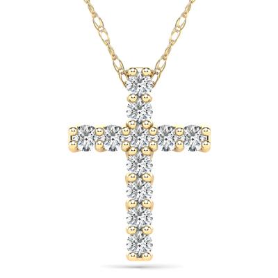 Diamond Cross Pendant in 14K Yellow Gold (1/10 ct. tw.)