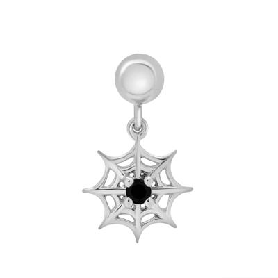 Black Onyx Spiderweb Bead Charm in Sterling Silver