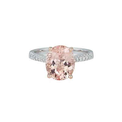 Morganite & 1/5 ct. tw. Diamond Engagement Ring in 14K White & Rose Gold