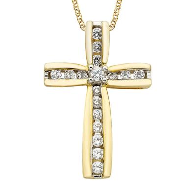 1/4 ct. tw. Diamond Cross Pendant in 10K Yellow Gold