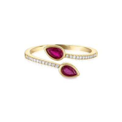 Diamond and Ruby Wrap Ring in 10K Yellow Gold (1/10 ct. tw.)