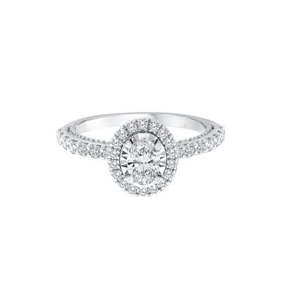 Oval Diamond Halo Engagement Ring in 10K White Gold (1 ct. tw.)