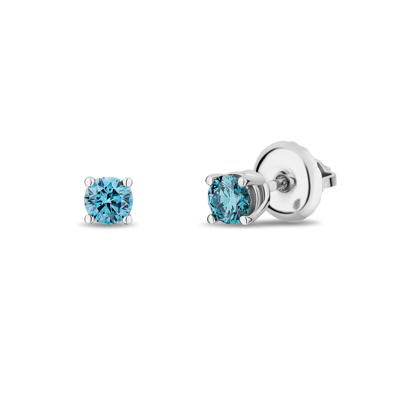 Lab Grown Diamond Blue Stud Earrings in 14K White Gold (1/4 ct. tw.)