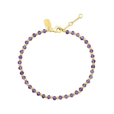 Purple Amethyst Beaded Bracelet in Vermeil, 7.5"