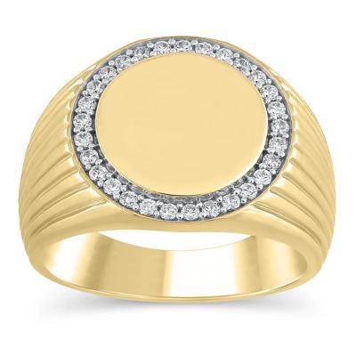 Men's Lab Grown Diamond Signet Ring in 10K Yellow Gold (1/3 ct. tw.)