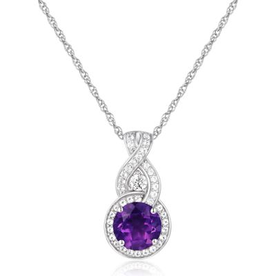 Amethyst and Lab-Created White Sapphire Pendant in Sterling Silver