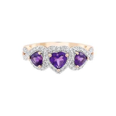 Amethyst Heart and Diamond Ring in 10K Rose Gold (1/5 ct. tw.)