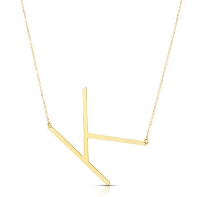 “K” Initial Necklace in 14K Yellow Gold