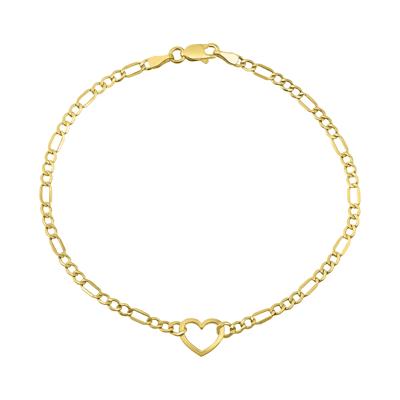 Open-Heart Figaro Bracelet in 14K Yellow Gold