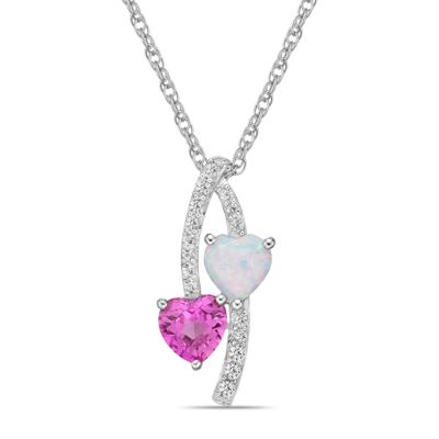 Lab-Created Gemstone Heart Necklace in Sterling Silver