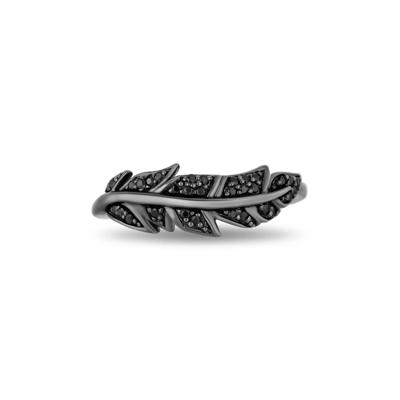 Maleficent Black Diamond Feather Ring in Sterling Silver & Black Rhodium (1/7 ct. tw.)