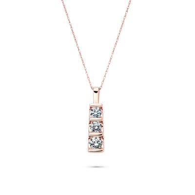 Lab Grown Diamond Three-Stone Pendant in 14K Rose Gold (1 ct. tw.)