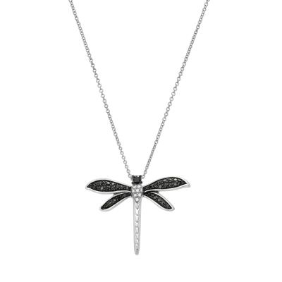 Black Diamond Dragonfly  Pendant in Sterling Silver (1/10 ct. tw.)