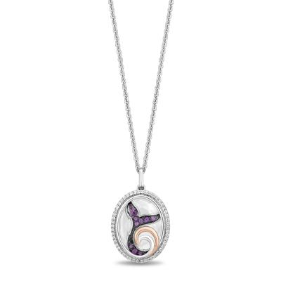 Ariel Mermaid Tail Diamond Pendant in Sterling Silver and 10K Rose Gold (1/6 ct. tw.)