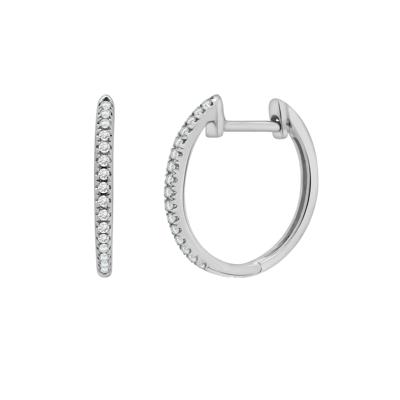 Diamond Thin Round Hoop Earrings in Sterling Silver (1/10 ct. tw.)