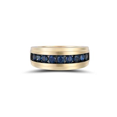 Men's Blue Sapphire Band in 10K Yellow Gold