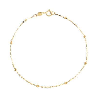 Bead Station Bracelet in 14K Yellow Gold, 2MM, 7.25”