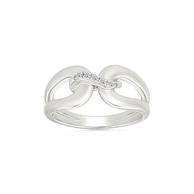 Diamond Accent Link Ring in Sterling Silver