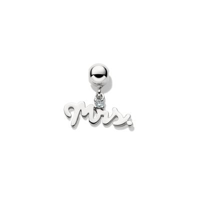Diamond Accent Mrs Bead Charm in Sterling Silver