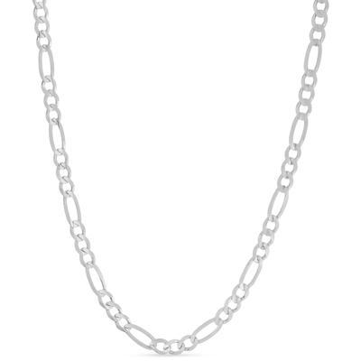 Solid Figaro Chain in 14K White Gold, 4.6MM, 22”