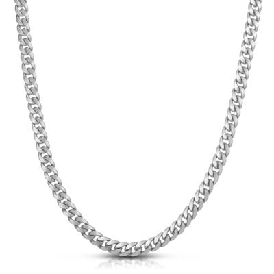 Solid Miami Cuban Chain in 14K White Chain, 5MM, 22”
