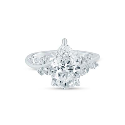 Lab Grown Diamond Pear-Shaped Engagement Ring in 14K White and Yellow Gold (3 3/8 ct. tw.)