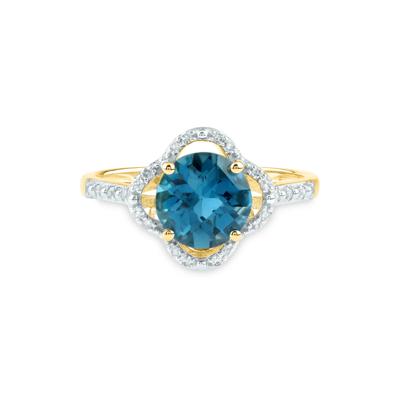 Checkerboard-Cut London Blue Topaz Ring in 10K Yellow Gold (1/10 ct. tw.)