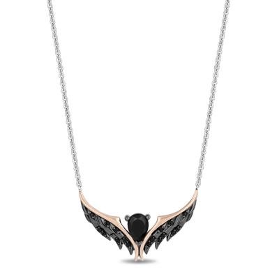 Maleficent Onyx and Black Diamond Wing Pendant in Sterling Silver & 10K Rose Gold (1/8 ct. tw.)