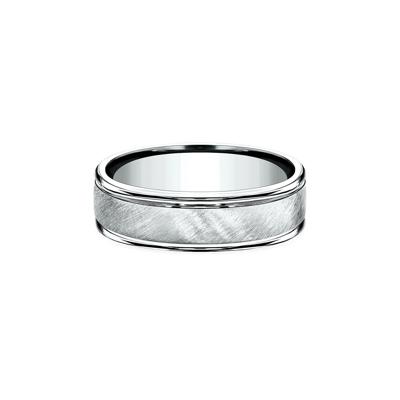 Men's Satin Finish Band in 10K White Gold, 6MM
