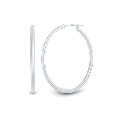 Polished Hoop Earrings in 14K White Gold, 35MM