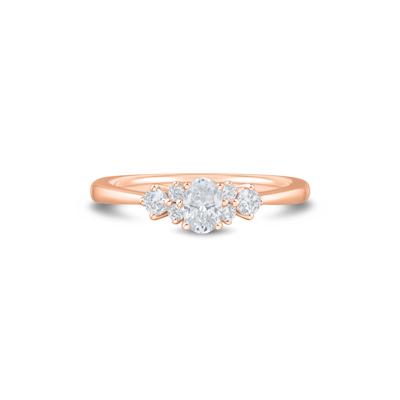 Lab Grown Diamond Oval Cluster Promise Ring in 10K Rose Gold (1/2 ct. tw.)
