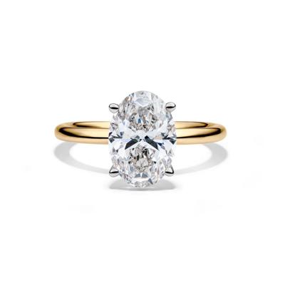 Lab Grown Diamond Oval Solitaire in 14K Yellow and White Gold (3 ct.)