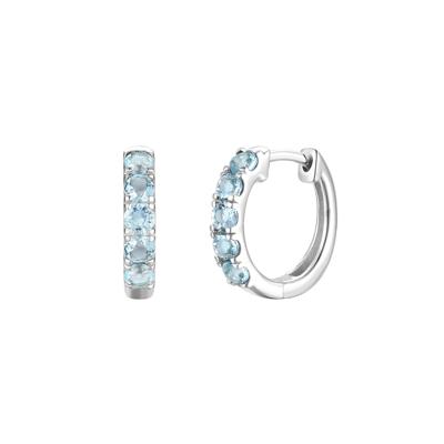 Aquamarine Hoop Earrings in 10K White Gold
