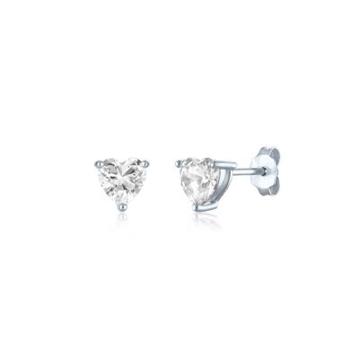 Lab-Created White Sapphire Heart-Shaped Earrings in Sterling Silver