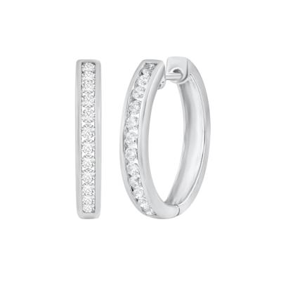 Channel-Set Diamond Hoop Earrings in 10K White Gold (1/2 ct. tw.)