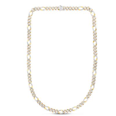 Monaco Figaro Pave Chain in 14K Yellow and White Gold, 8MM, 22"