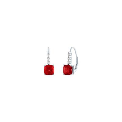 Lab Created Ruby & White Sapphire Drop Earrings in Sterling Silver