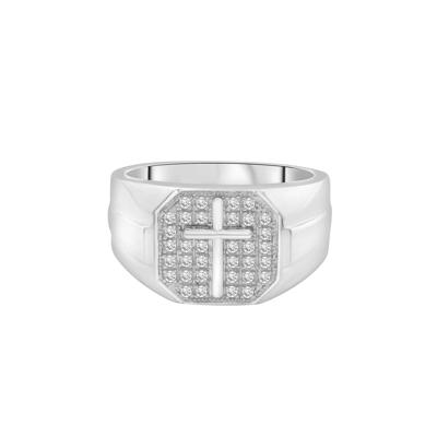 Men's Diamond Cross Ring in Sterling Silver (1/4 ct. tw.)