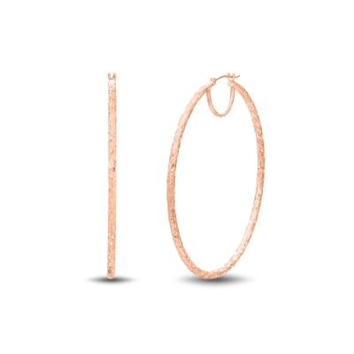 Large Hoop Earrings with Diamond Cut in 14K Rose Gold