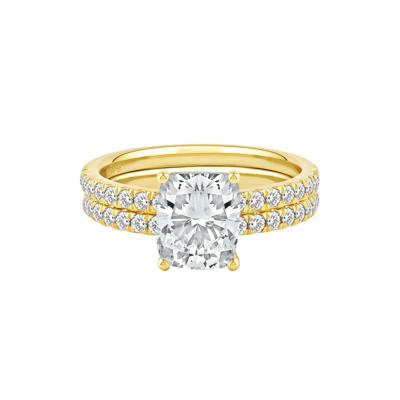 Charlotte Lab Grown Diamond Elongated Cushion-Cut Engagement Ring Set in 14K Yellow Gold (2 3/4 ct. tw.)