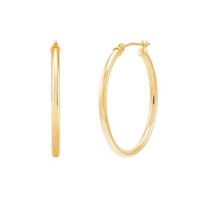 Round Polished Hoop Earrings in 14K Yellow Gold, 30MM