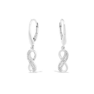 Diamond Double Infinity Drop Earrings in Sterling Silver (1/10 ct. tw.)