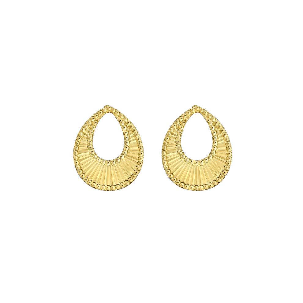 Diamond Cut Teardrop Stud Earrings in 14K Gold – Image 2 of 2