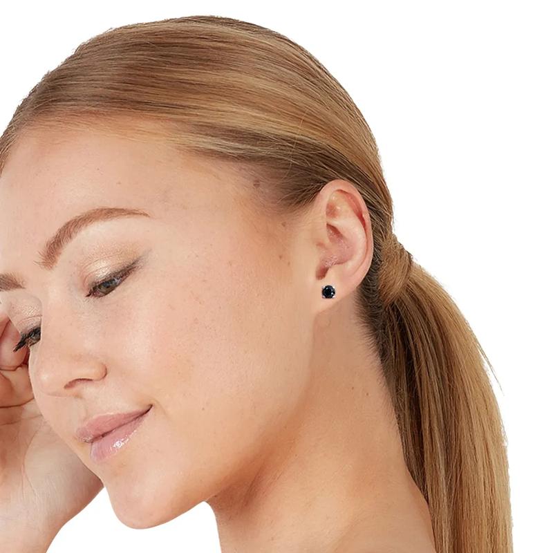 2 ct. tw. Black Diamond Stud Earrings in 14K White Gold – Image 2 of 3