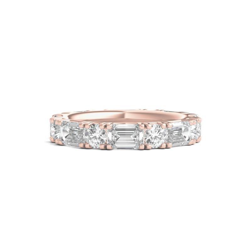 Round and Emerald-Cut Diamond Eternity Band in 14k Rose Gold &#40;5 ct. tw.&#41; – Image 1 of 3